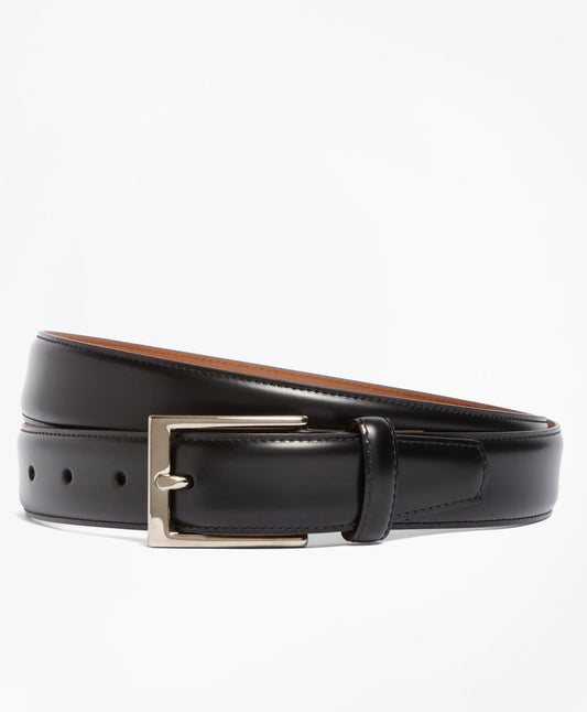 Silver Buckle Leather Dress Belt