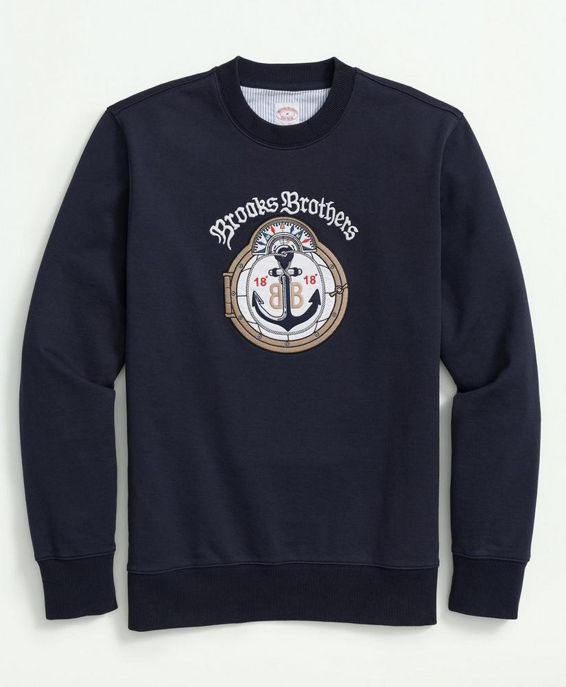 Vintage-Inspired Emblem Sweatshirt in French Terry Cotton