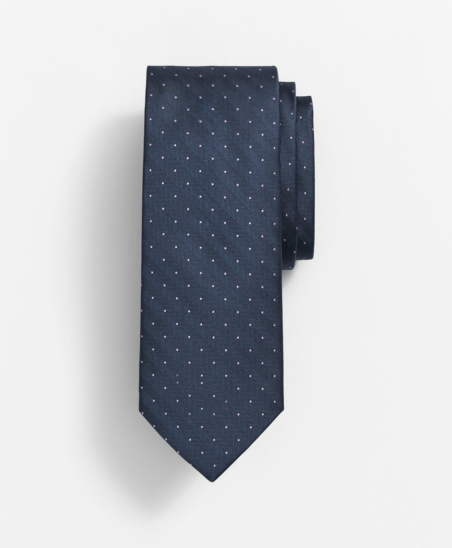 Silk Herringbone Mini Dot Tie