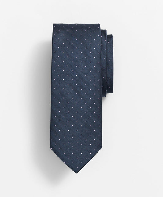 Silk Herringbone Mini Dot Tie