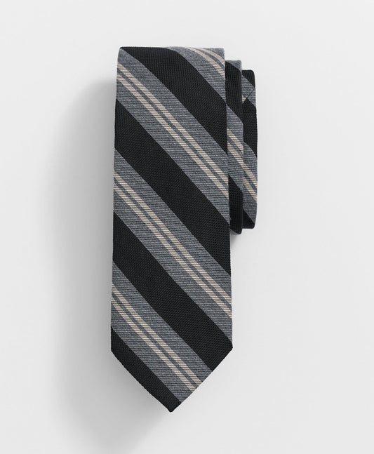 Wool and Silk Bold Double Stripe Tie