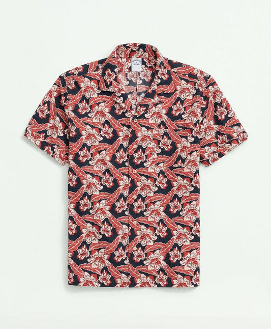 Cotton Short Sleeve Camp Collar Shirt In Voyager Print