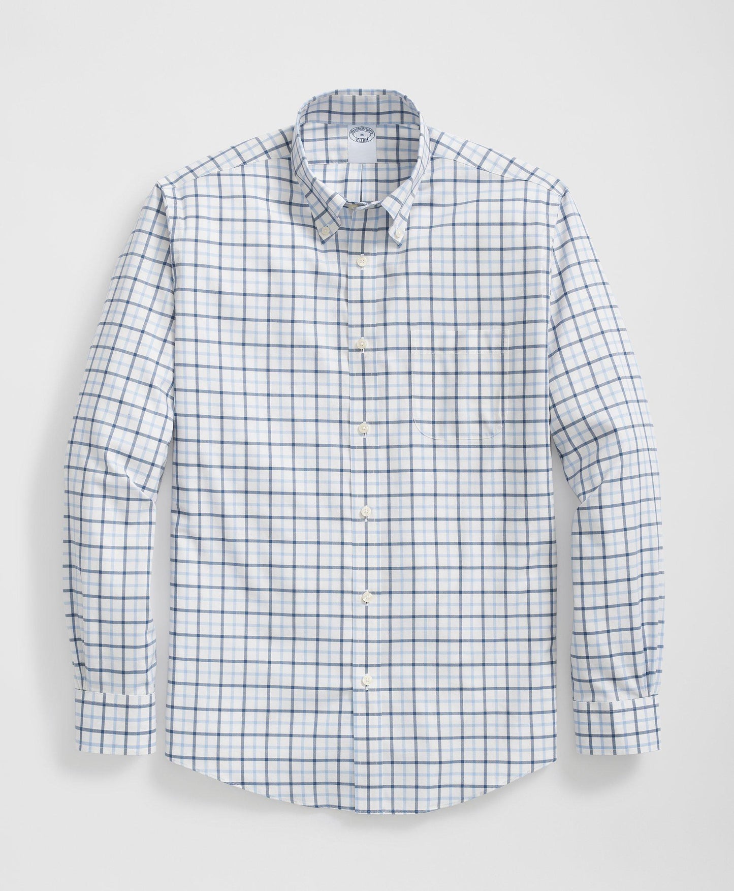 Stretch Supima Cotton Non-Iron Twill Polo Button Down Collar Windowpane Shirt