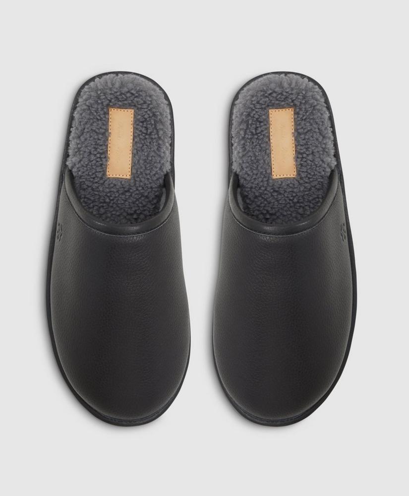 Shearling Lined Leather Slippers