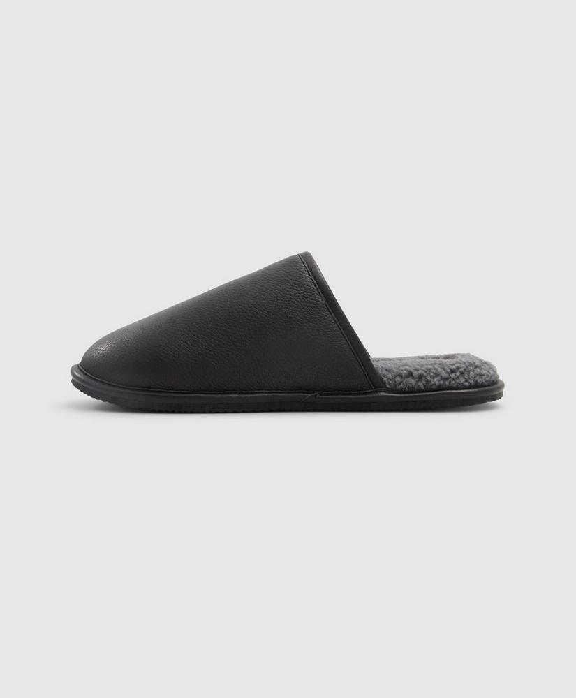 Shearling Lined Leather Slippers