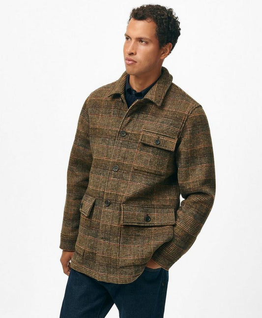 Wool-Blend Plaid Walking Coat