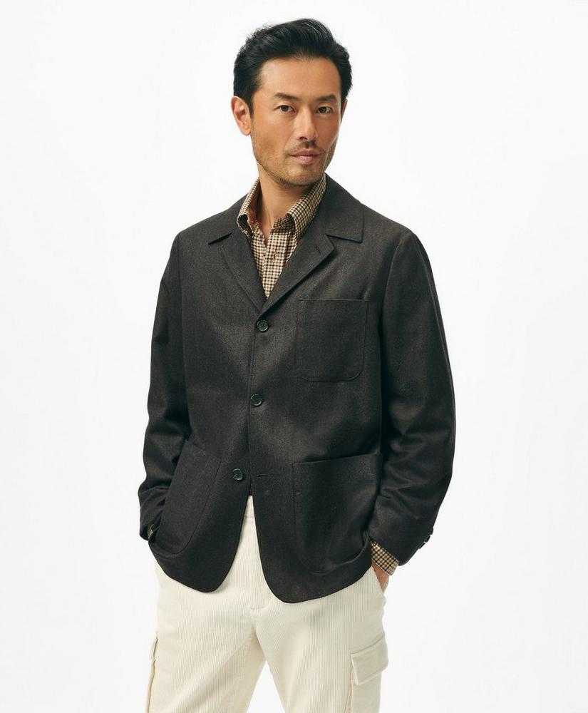 Tailored Shirt Jacket in Wool Flannel