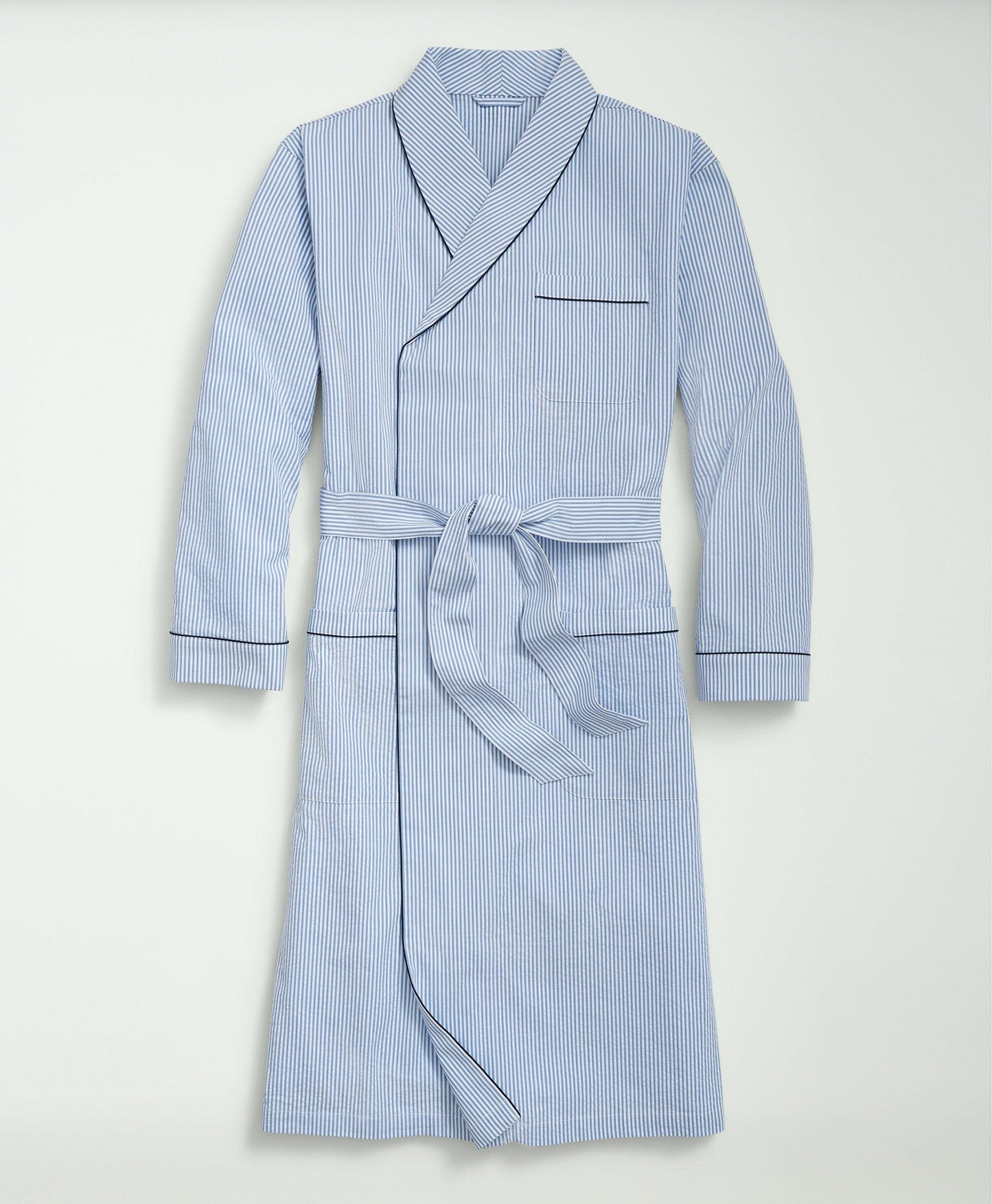 Stretch Cotton Seersucker Striped Robe