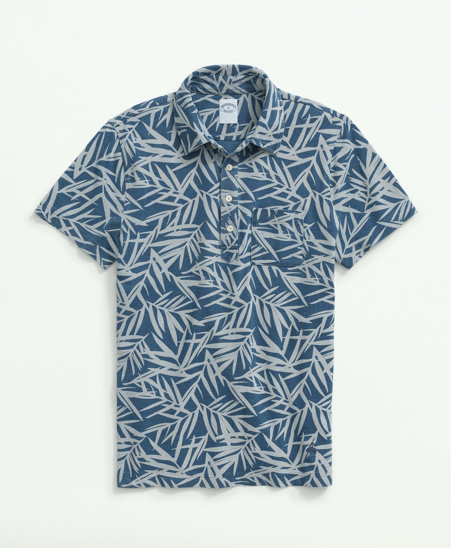 Vintage Polo in Printed Indigo-Washed Pique Cotton