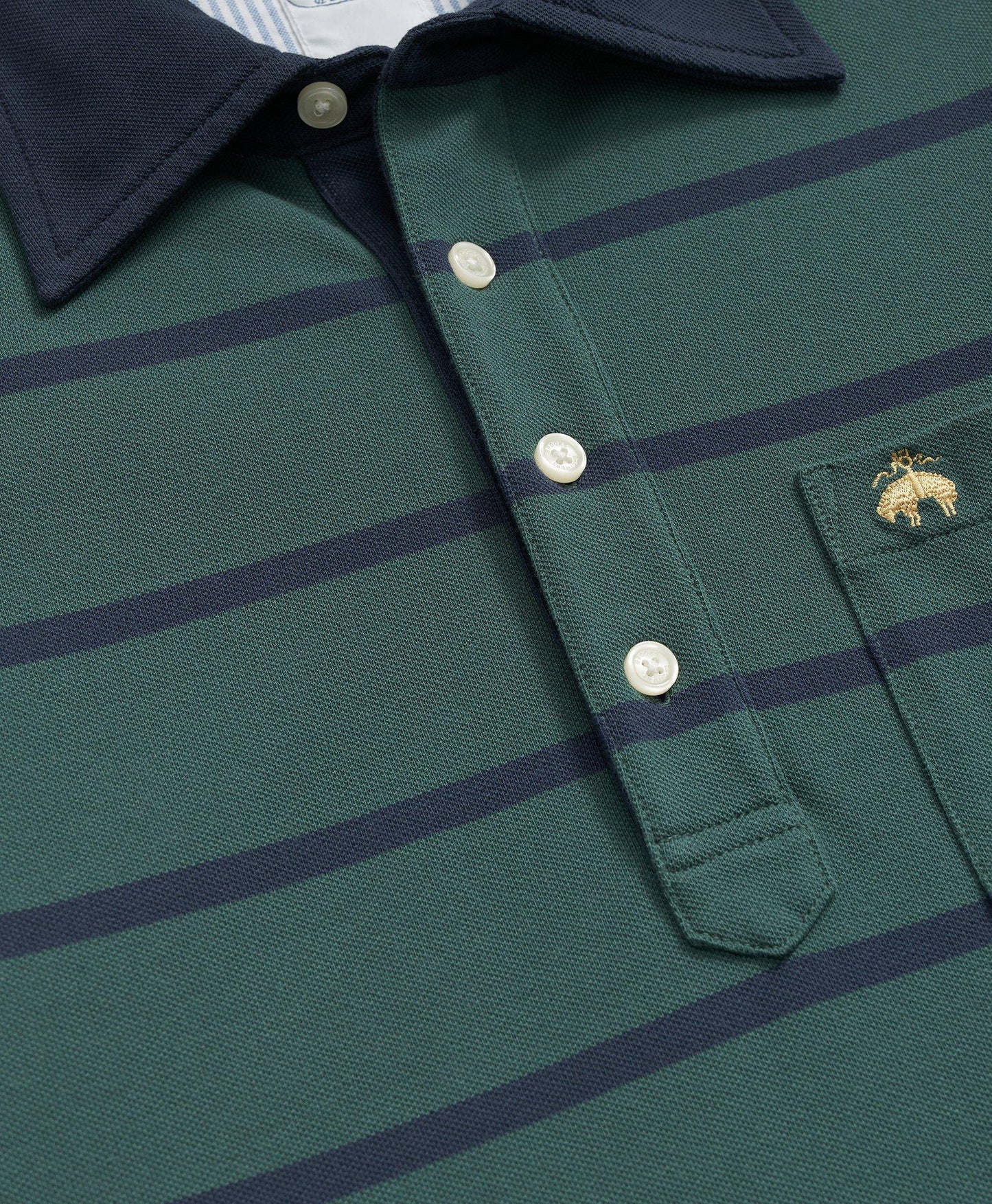 The Vintage Long Sleeve Polo Shirt in BB#3 Stripe Pique Cotton