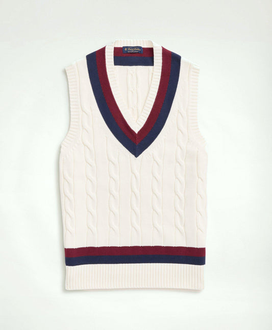 Vintage-Inspired Tennis V-Neck Vest in Supima Cotton