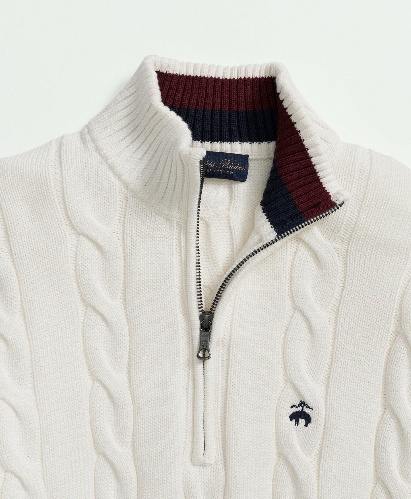 Cable Knit Tennis Half-Zip Sweater in Supima Cotton