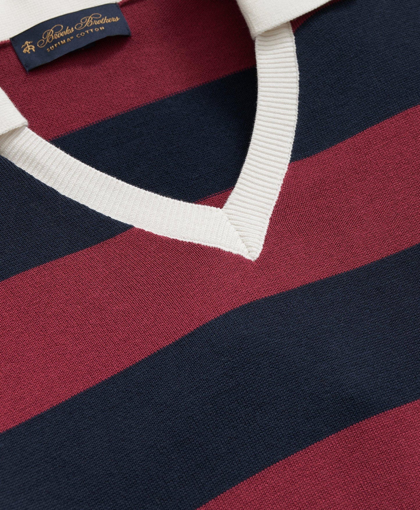 Johnny Collar Polo Sweater In Rugby Stripe Supima Cotton