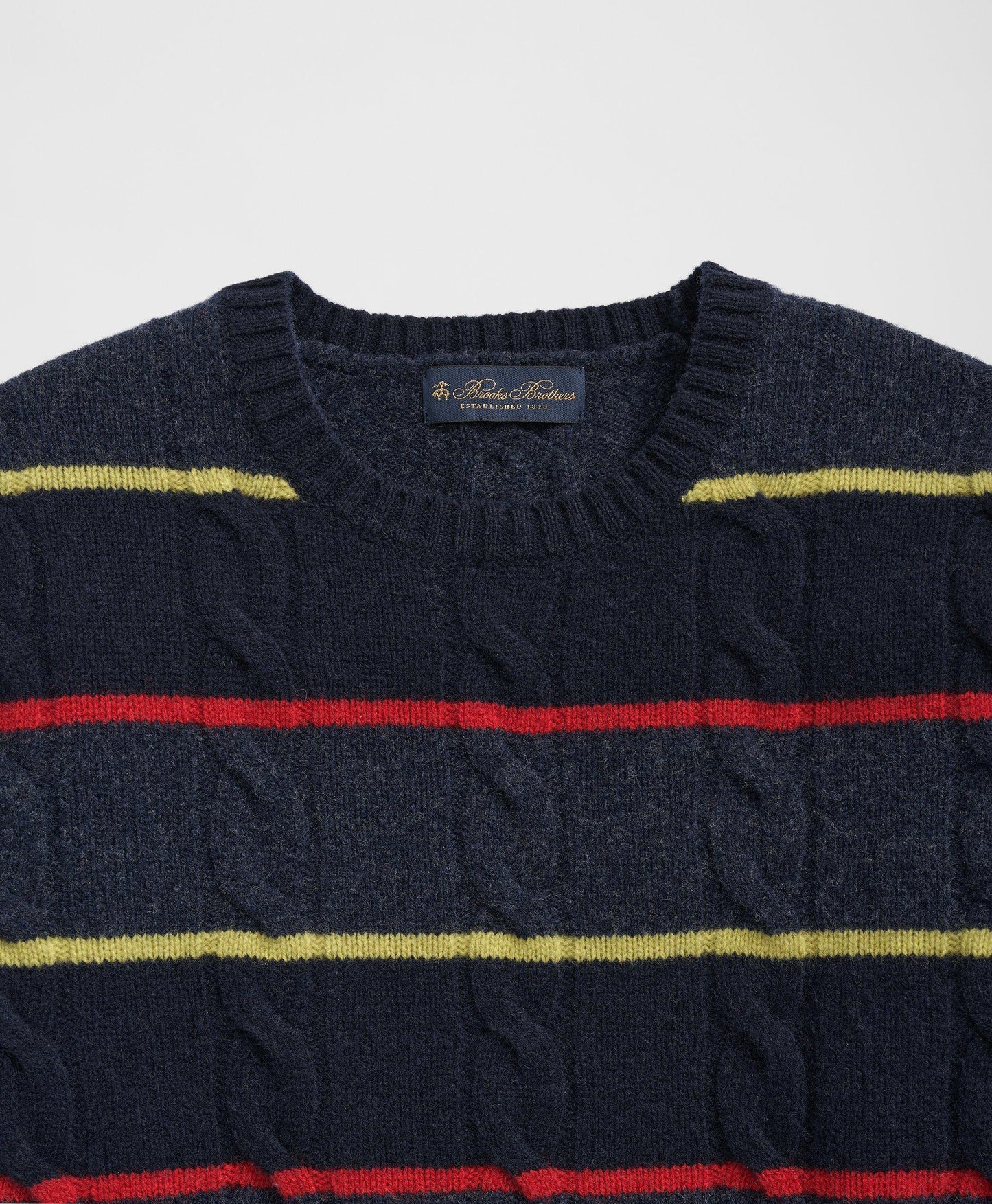 Archive Cable Striped Sweater in Merino Wool