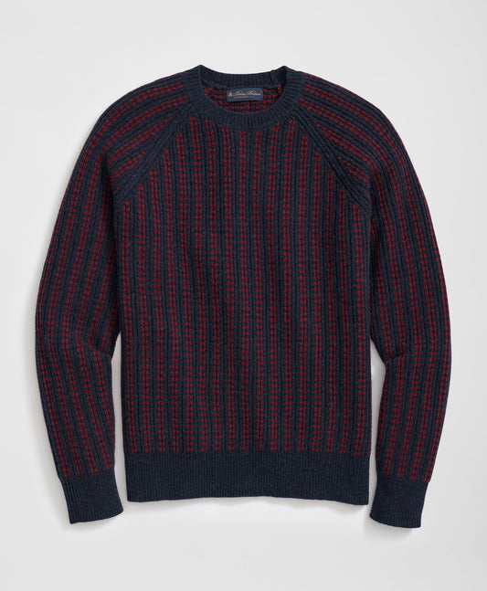 Merino Wool Crewneck Sweater in Jacquard Rib