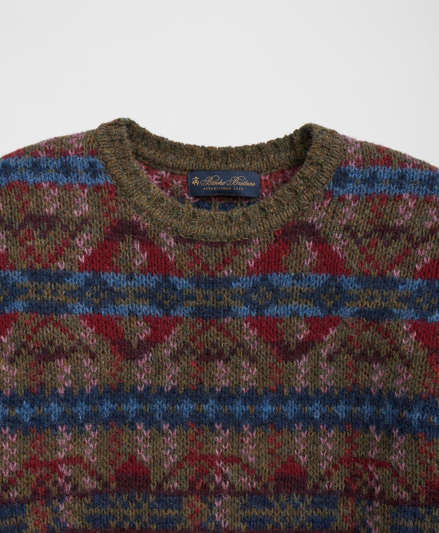 Wool Crewneck Sweater in Fair Isle Jacquard