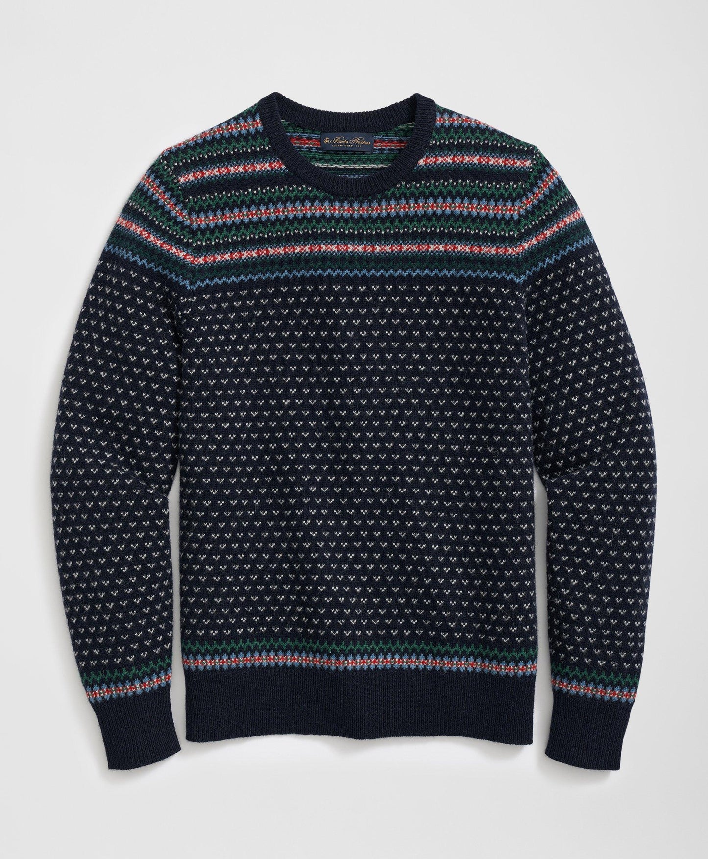 Wool-Alpaca Crewneck Sweater in Fair Isle Jacquard