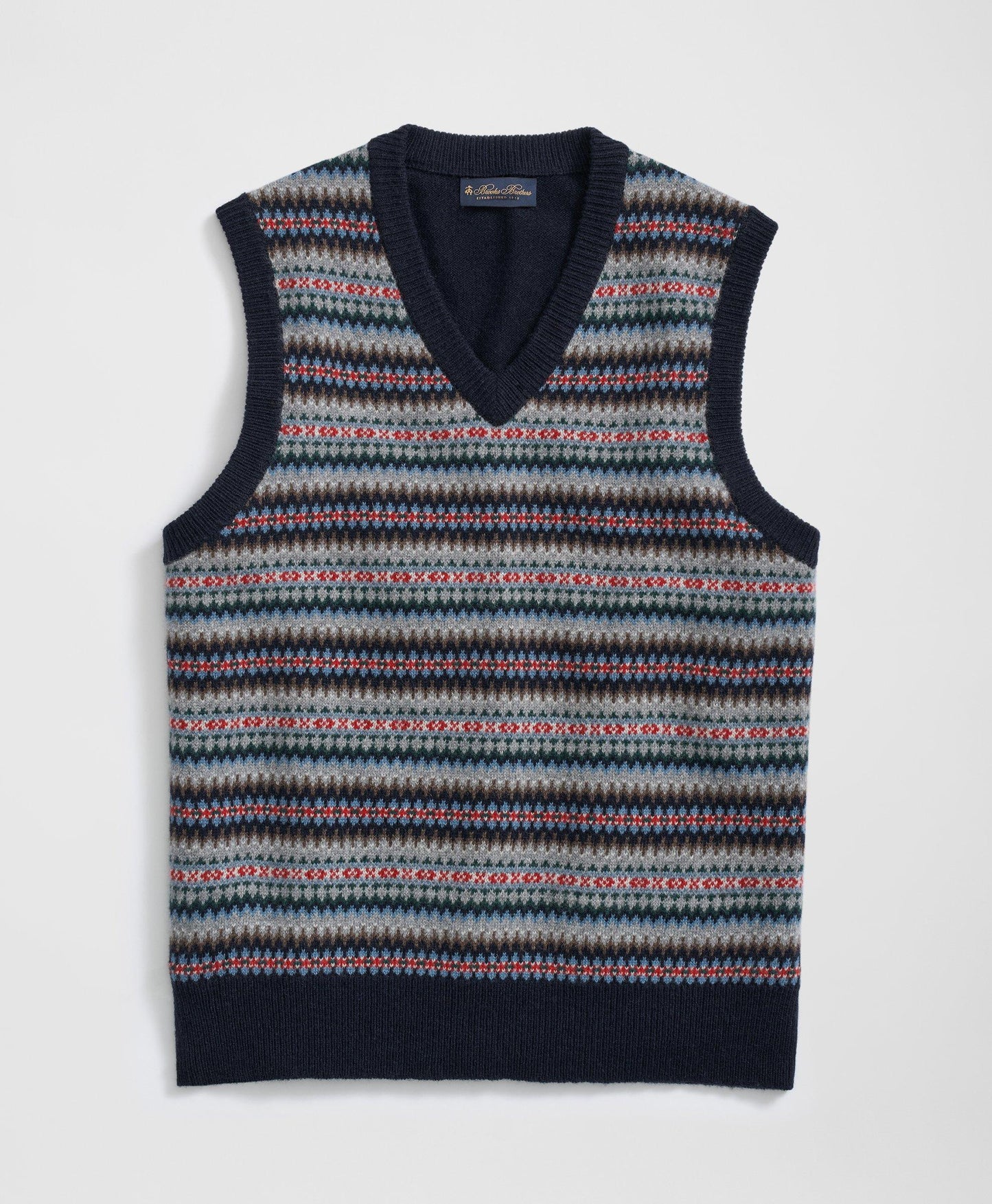 Wool-Alpaca V-Neck Vest in Fair Isle Jacquard