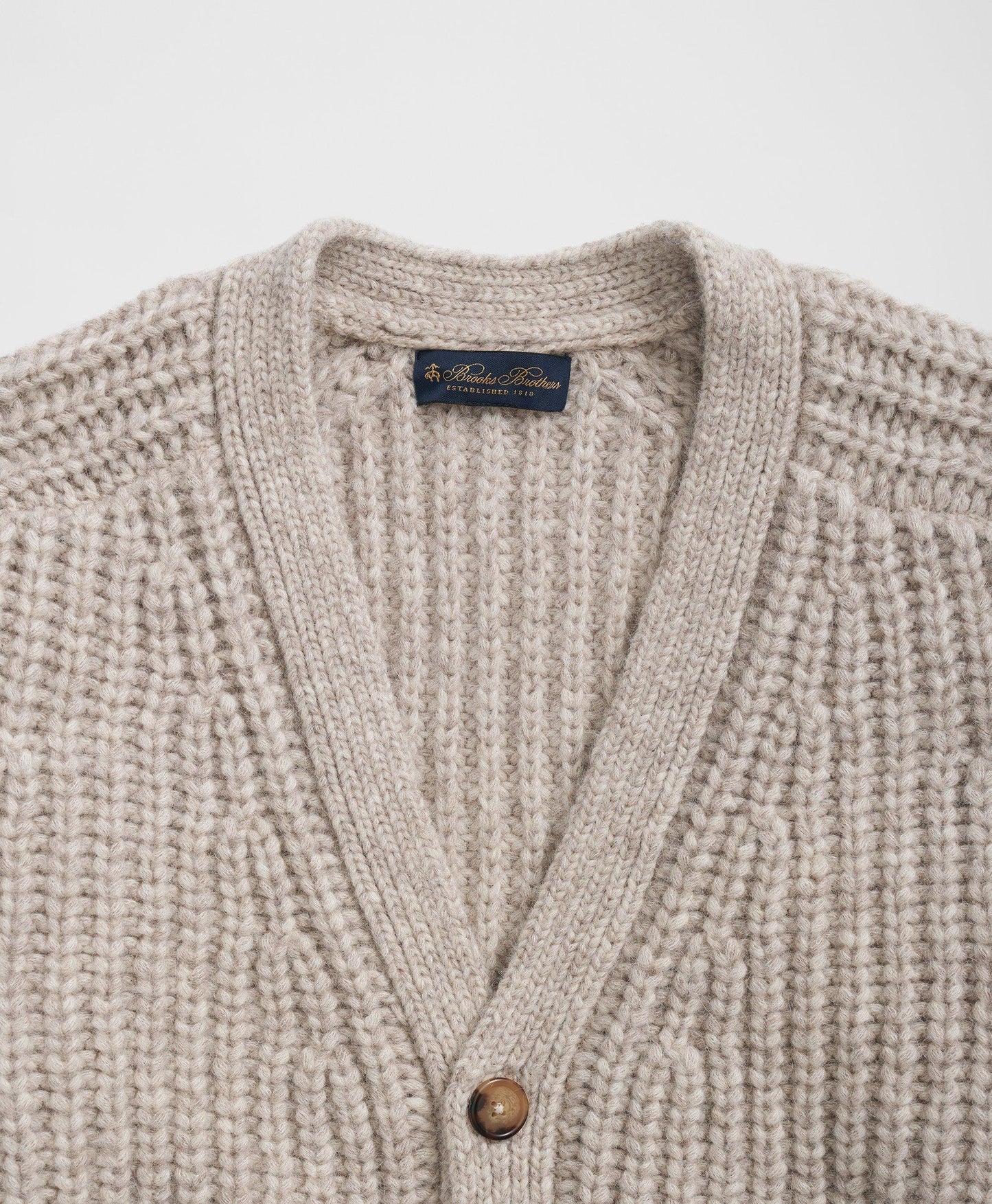 Alpaca-Wool Blend V-Neck Cardigan in English Rib