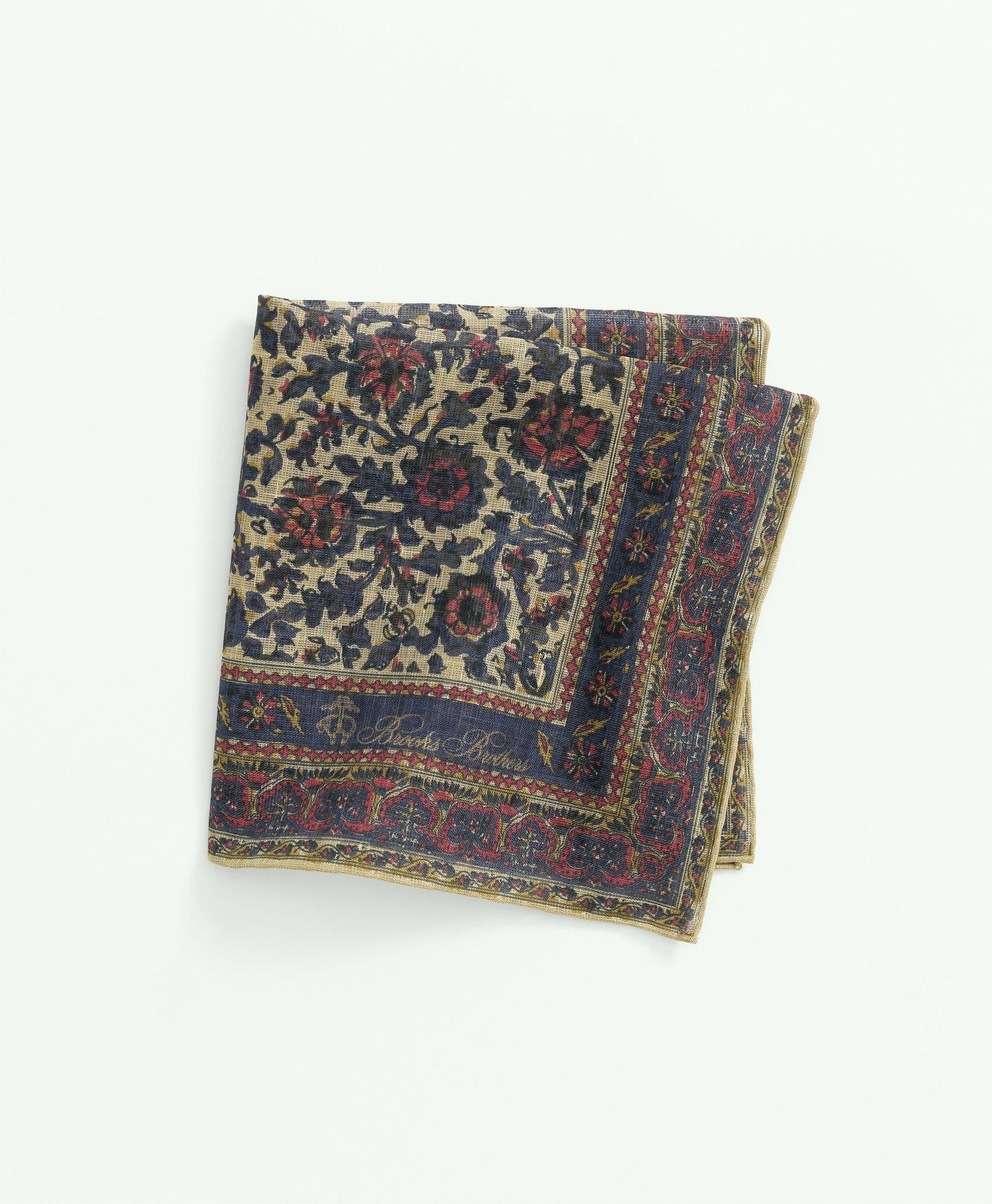 Ornate Floral Cotton-Linen Pocket Square