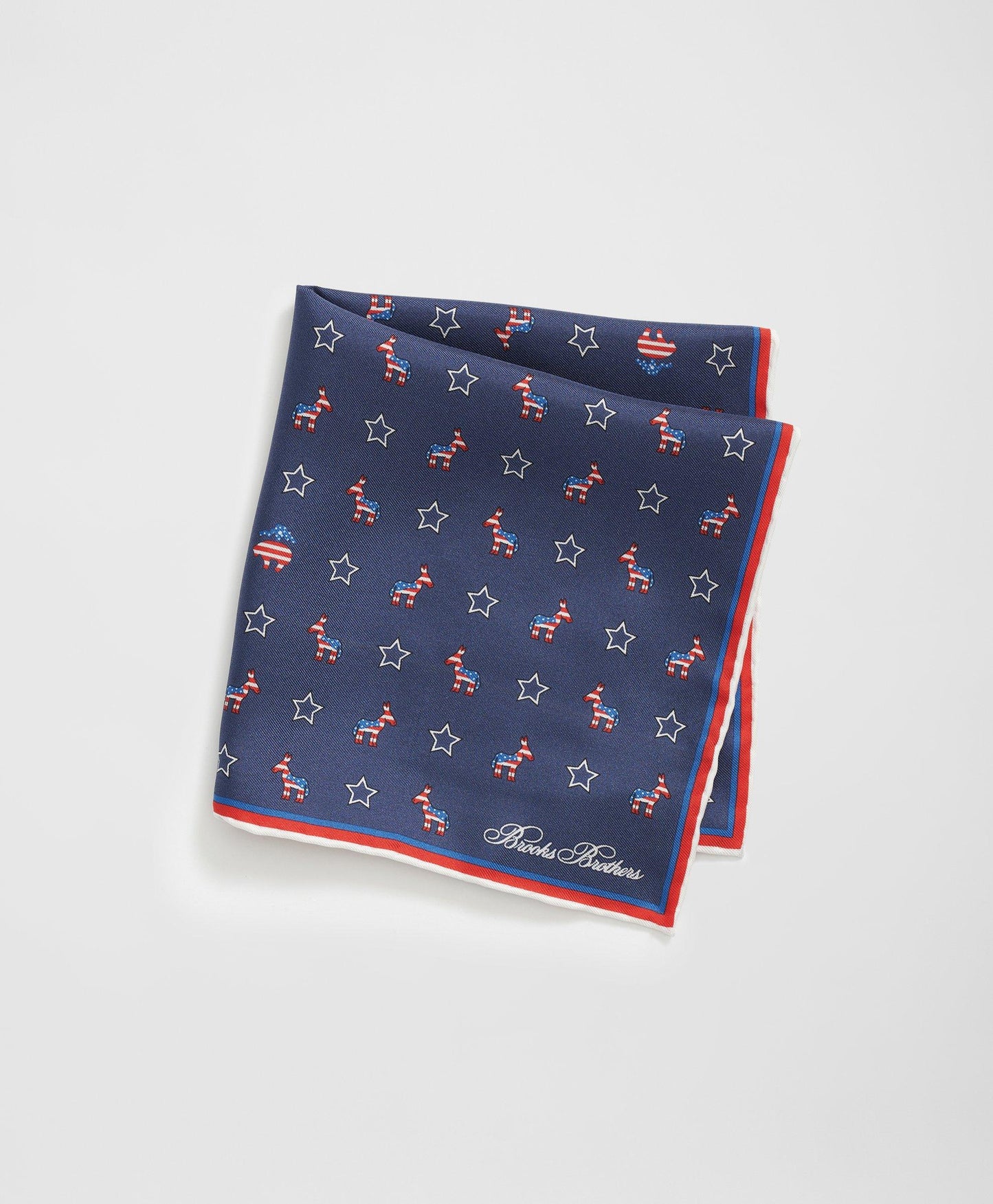 Donkey Motif Silk Pocket Square