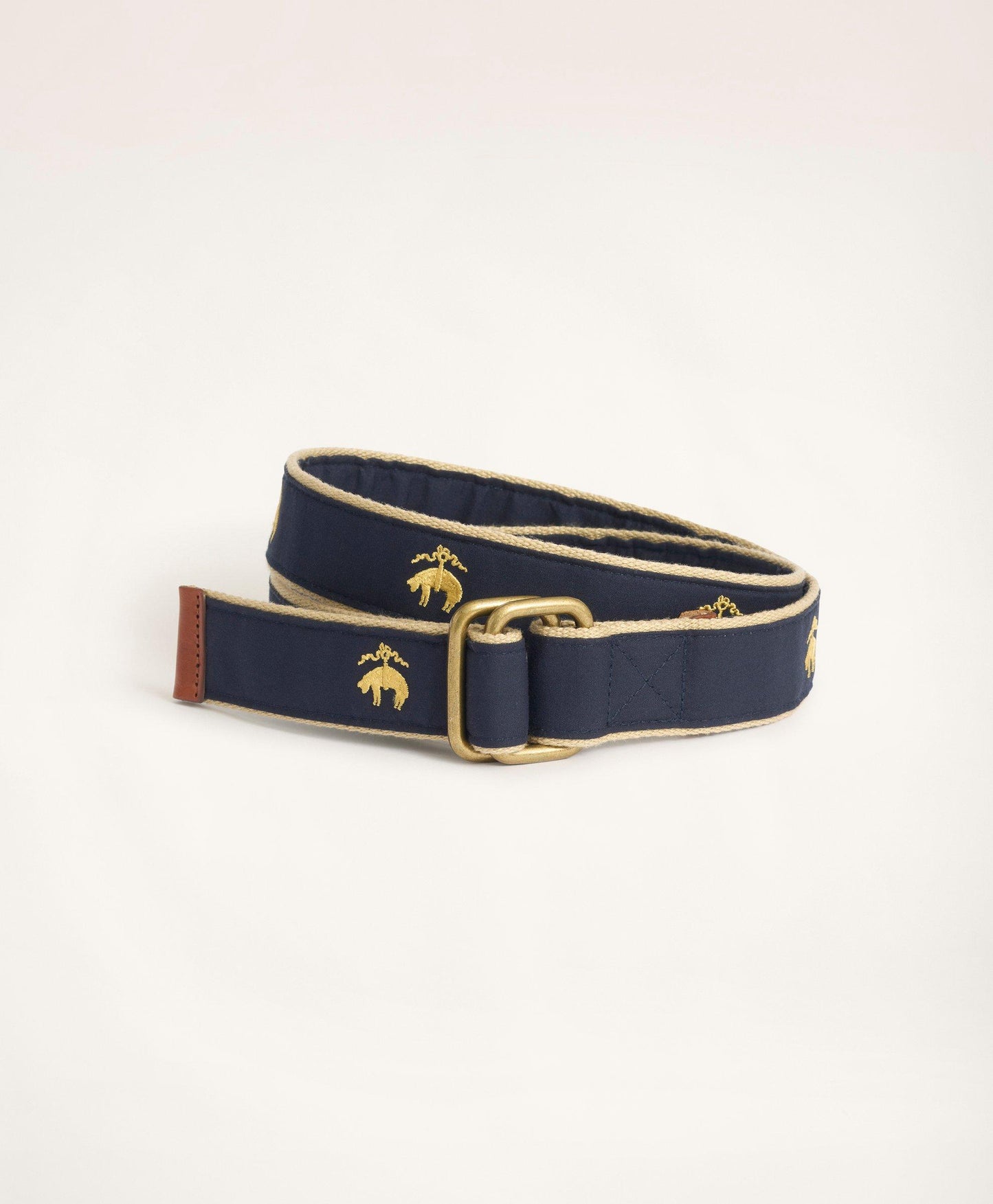 Embroidered Leather Tab D-Ring Belt