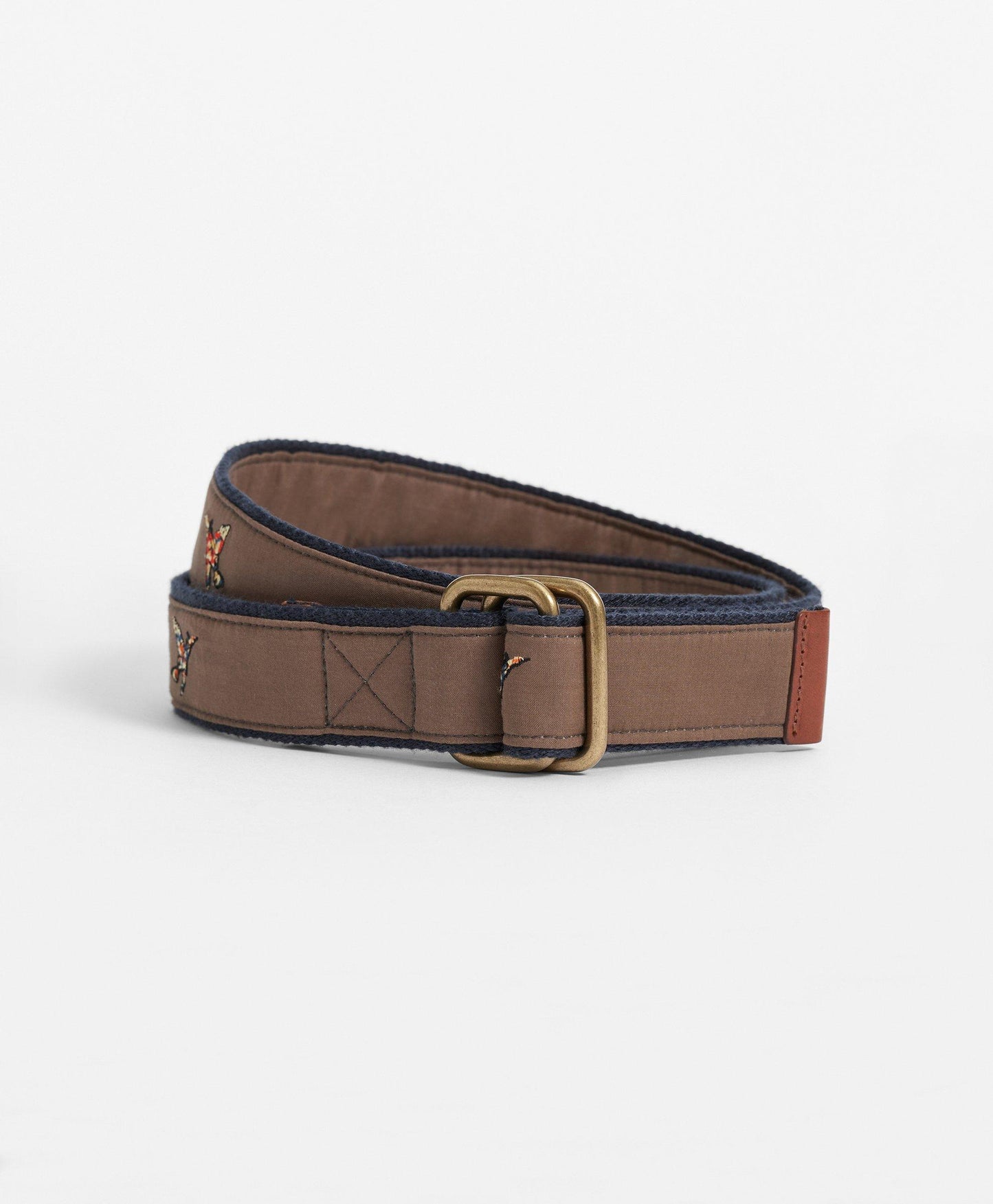 Duck Embroidered Leather Tab D-Ring Belt