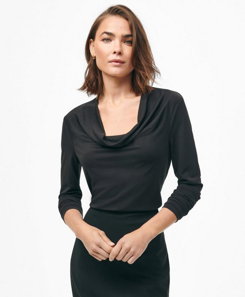 Cowl Neck Long-Sleeve Top in Ponte Knit