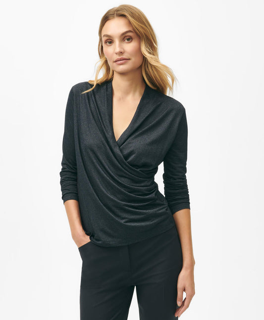 Faux Wrap Long-Sleeve Top