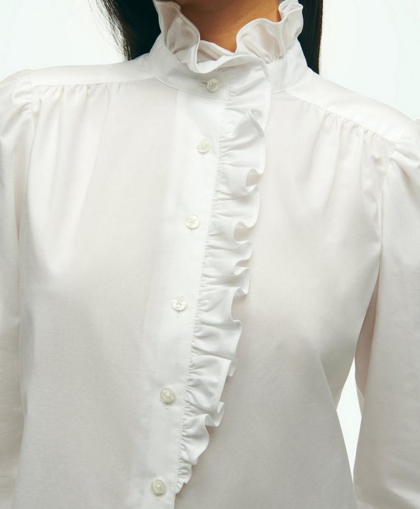 Cotton Ruffle Placket Shirt