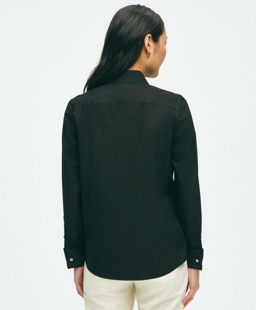 Black Fleece Pleated Tuxedo Shirt in Sea Island Cotton