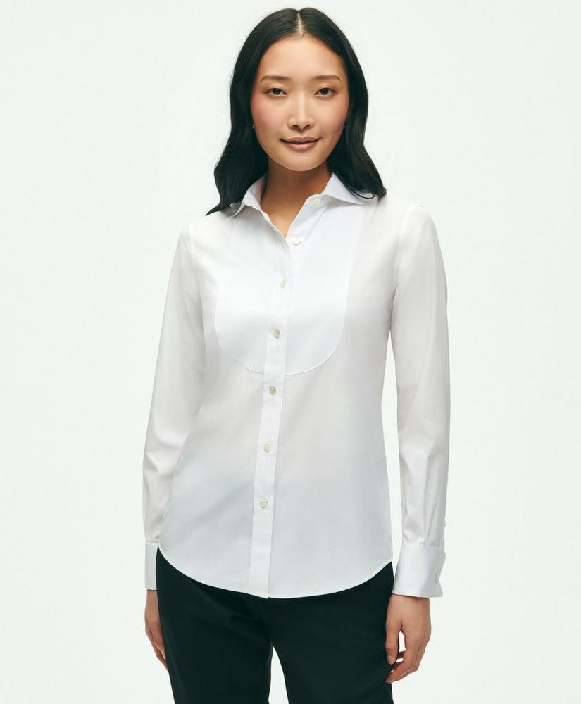 Black Fleece Pique Bib Tuxedo Shirt in Sea Island Cotton