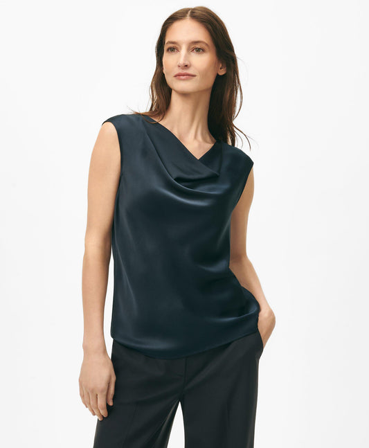 Cowl Neck Blouse in Washable Silk Charmeuse