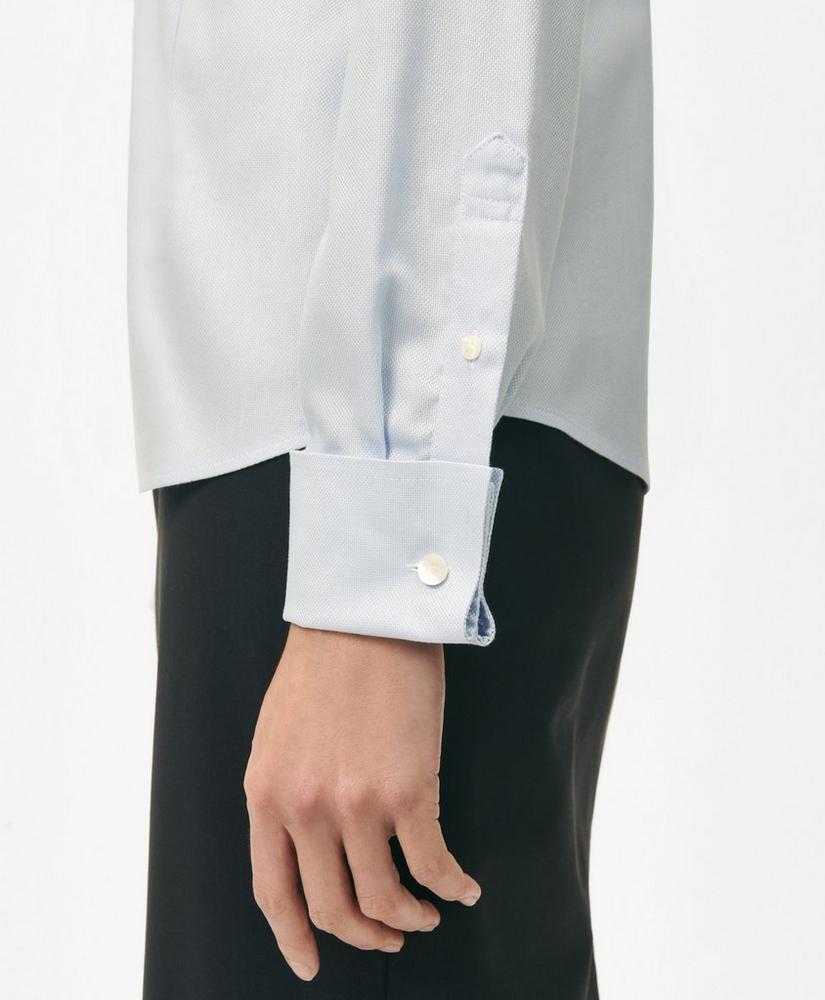 Fitted Funnel Neck Shirt in Non-Iron Royal Oxford Cotton