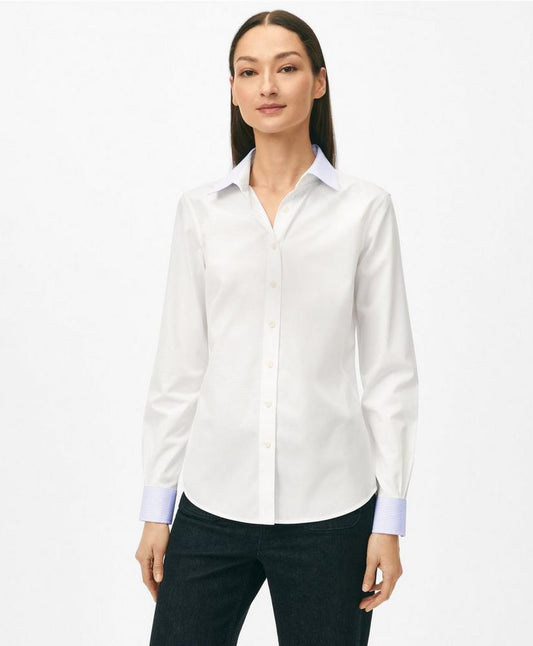 Fitted Contrast Collar & Cuff Shirt in Stretch Supima Cotton