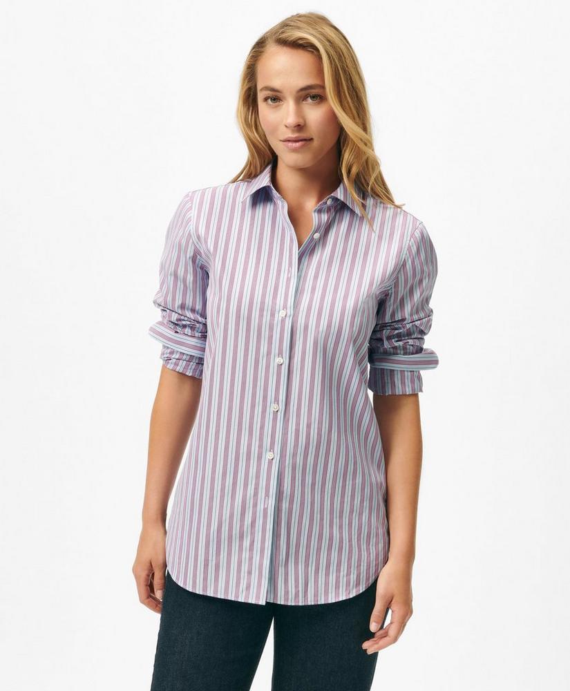 Thomas Mason X Luxury Fitted Cotton Shirt in Multistripe