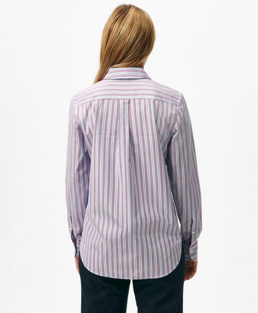 Thomas Mason X Luxury Fitted Cotton Shirt in Multistripe