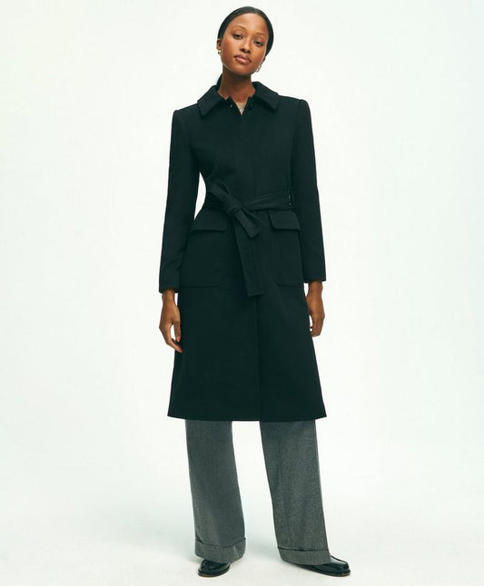 Brushed Wool Twill Wrap Coat