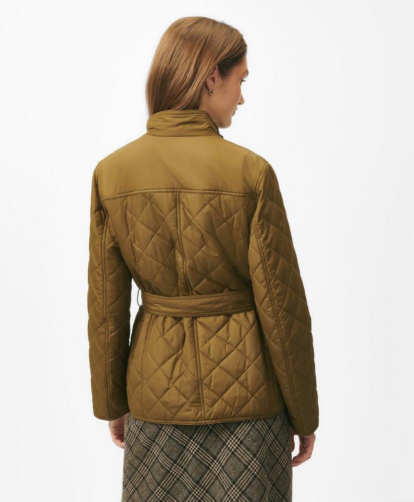 Belted Military-Inspired Quilted Jacket in Nylon