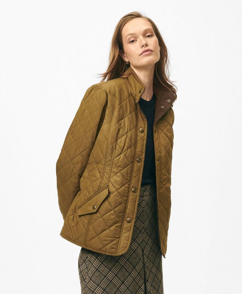 Belted Military-Inspired Quilted Jacket in Nylon