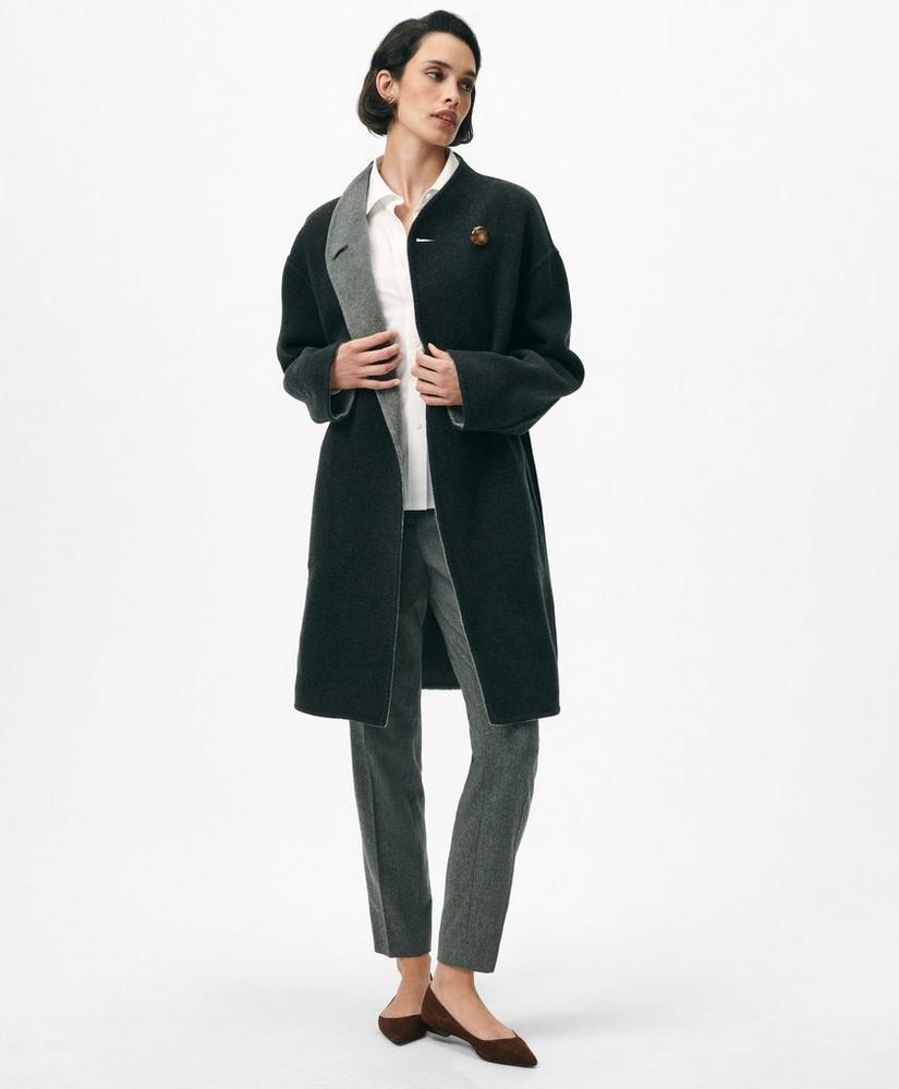 Reversible Single-Button Coat in Wool Blend