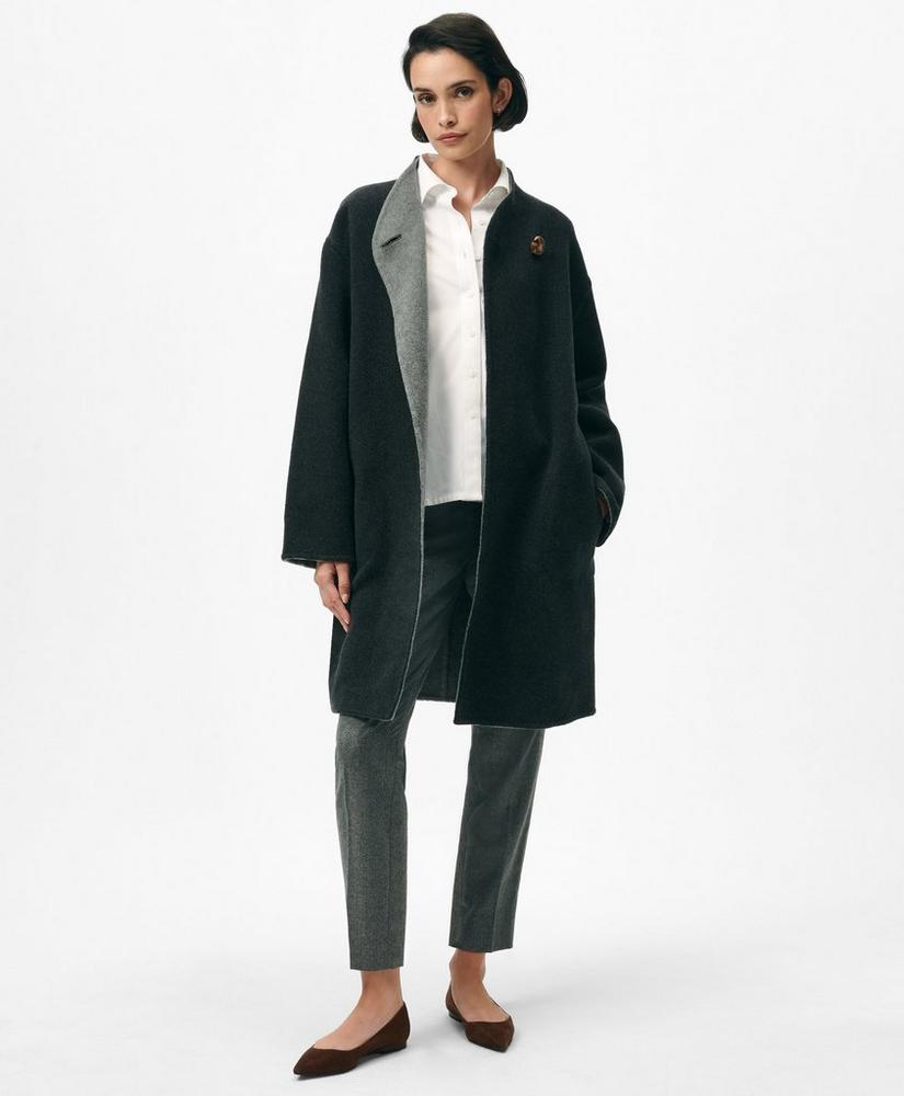 Reversible Single-Button Coat in Wool Blend