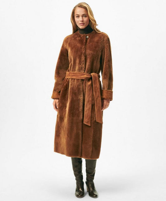 Reversible Belted Shearling Coat