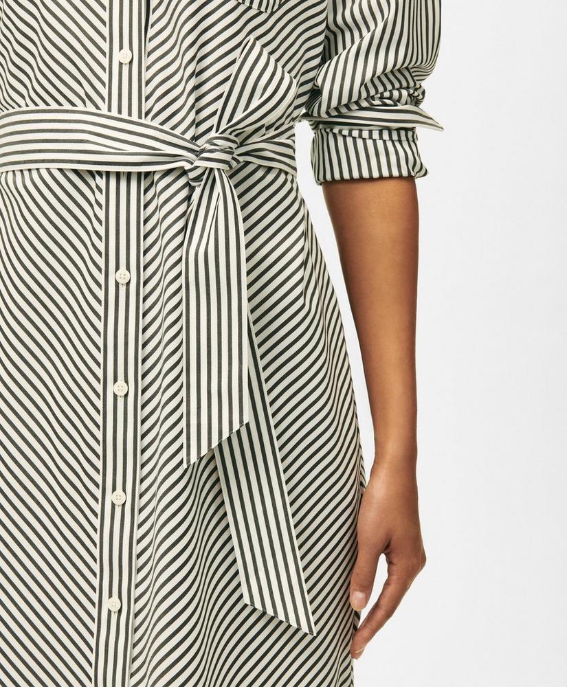 Bias-Stripe Belted Shirt Dress in Non-Iron Stretch Supima Cotton