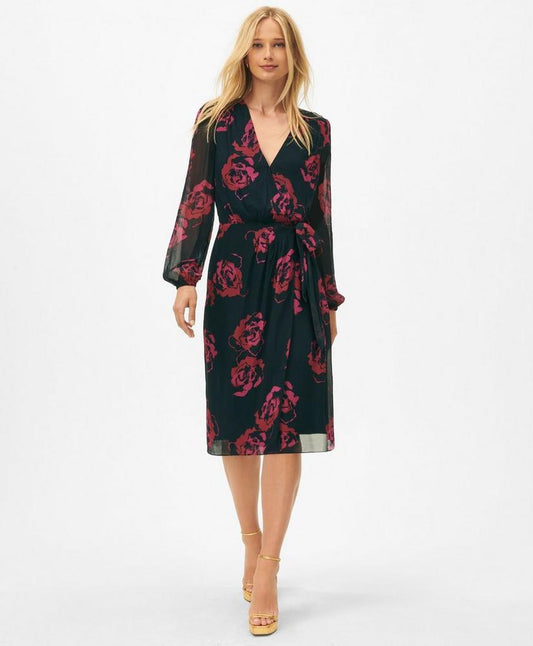 Rose Wrap Dress in Chiffon