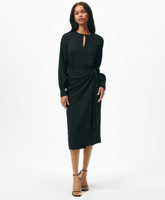 Keyhole Dress in Fine Twill Stretch Crepe