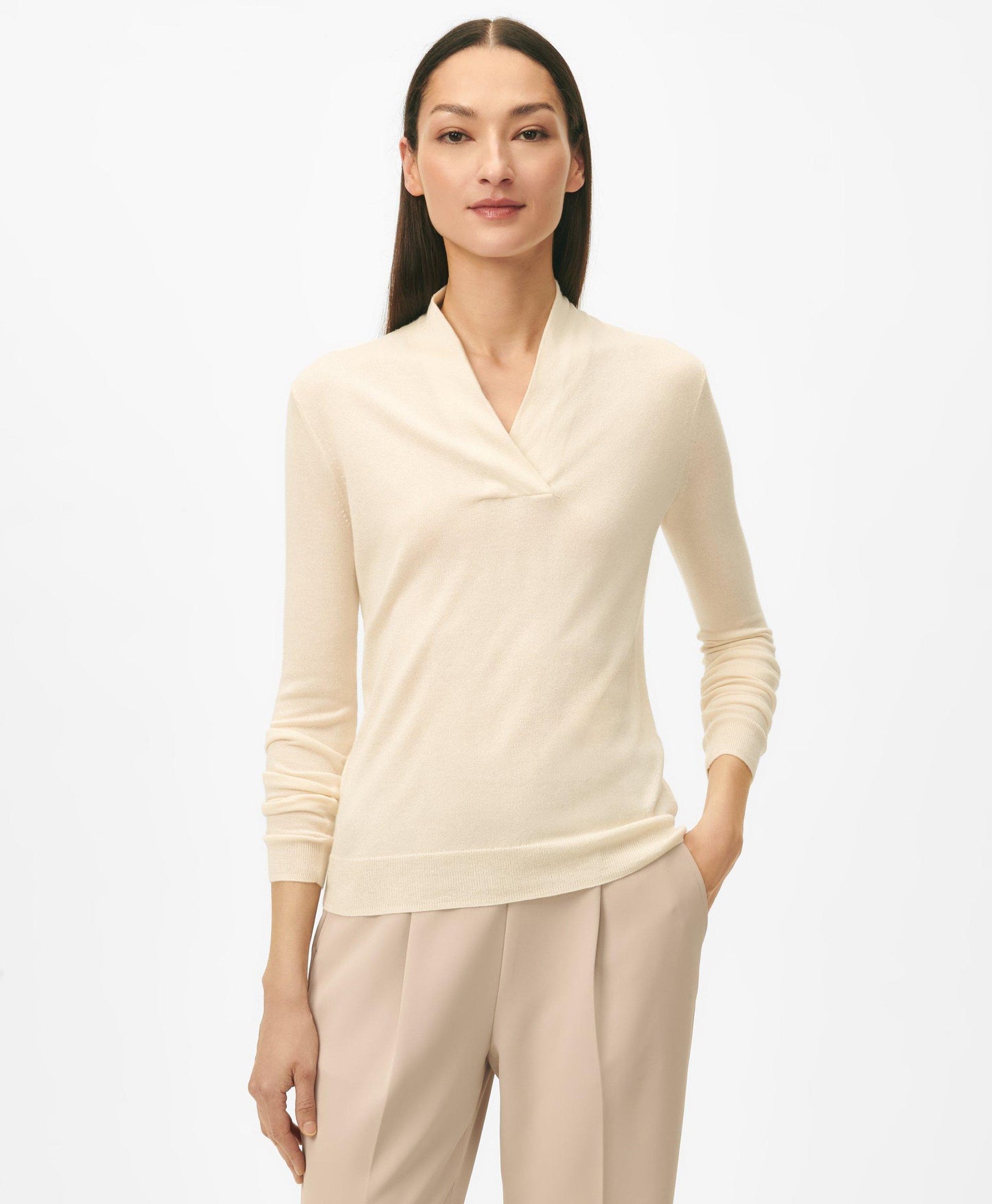 Silk-Cashmere Shawl-Collar Sweater