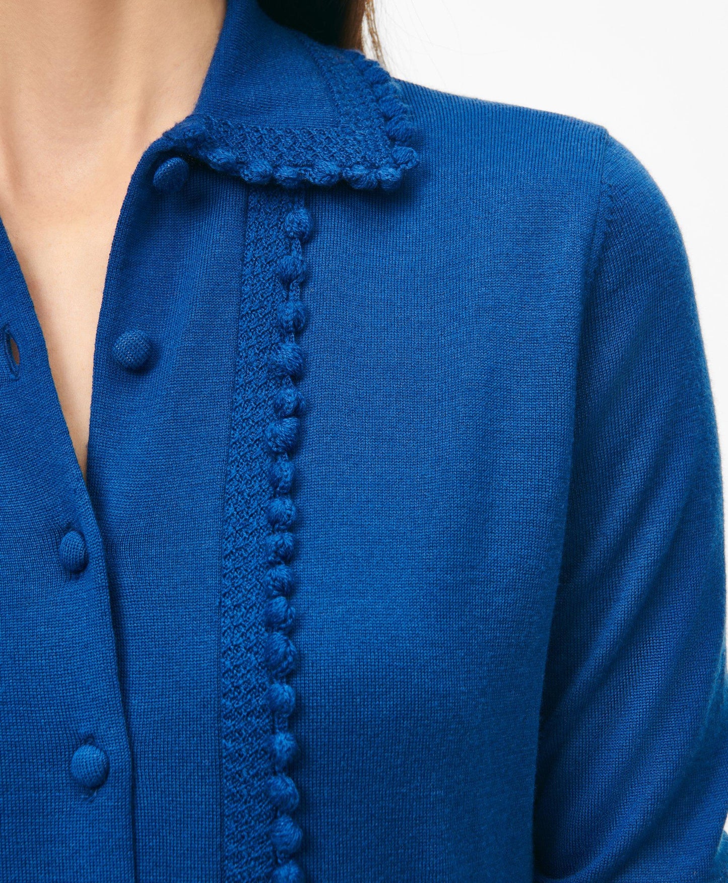 Point Collar Cardigan in Merino Wool