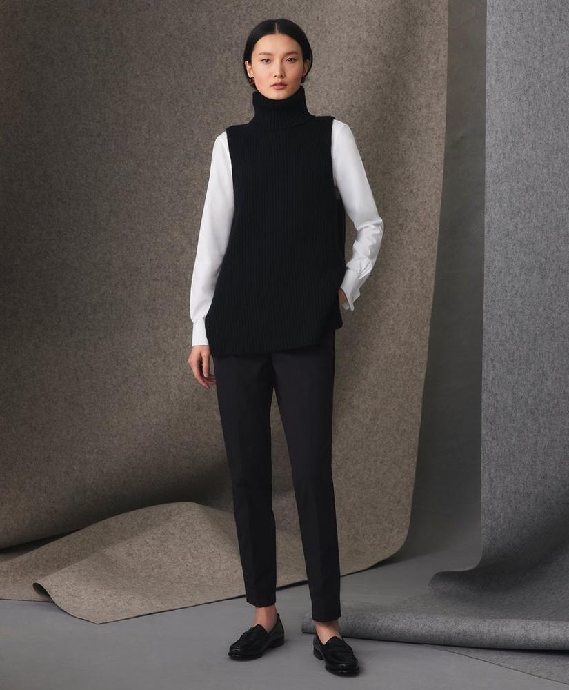 Sleeveless Ribbed Turtleneck Sweater in Wool-Cashmere