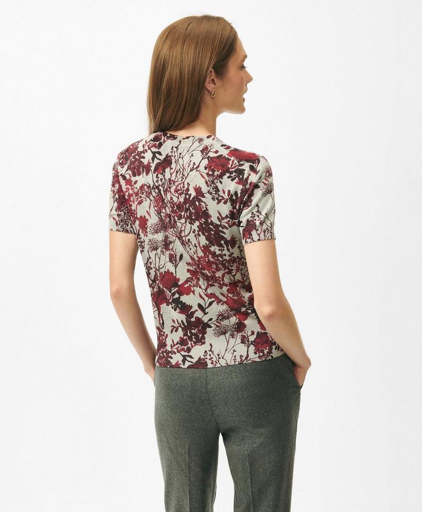 Twinset Short Sleeve Sweater in Floral Silk Blend